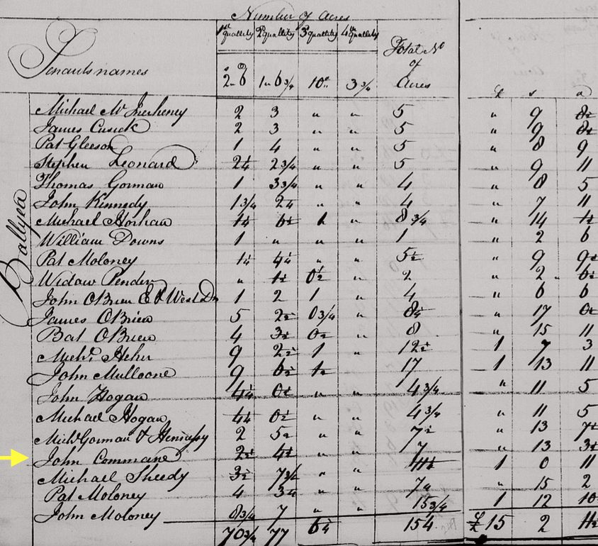 Occupiers of land in the Parish of Killone, 1828
